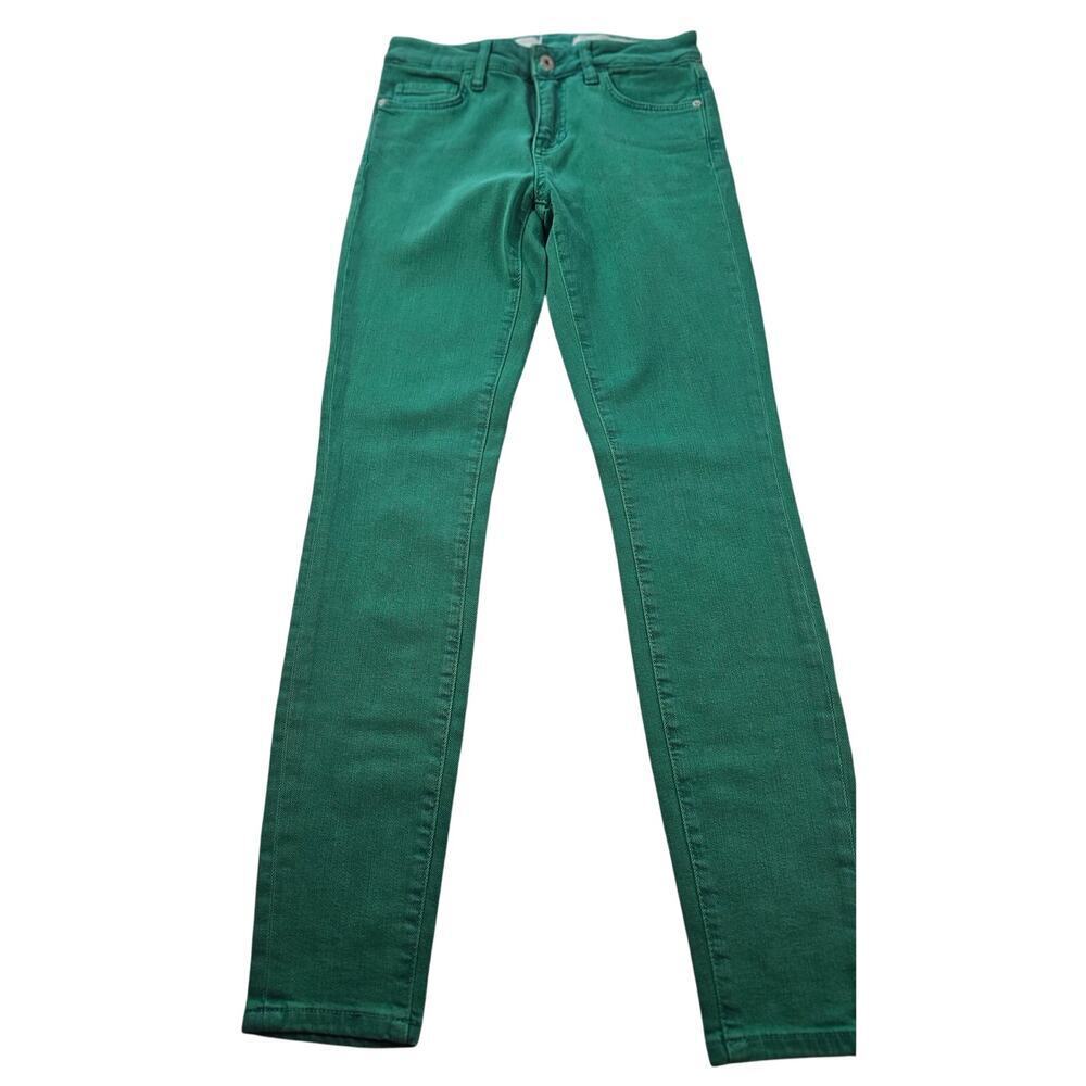 GREEN pilcro Anthropologie mid rise skinny jeans crop EUC sz 26 casual comfort